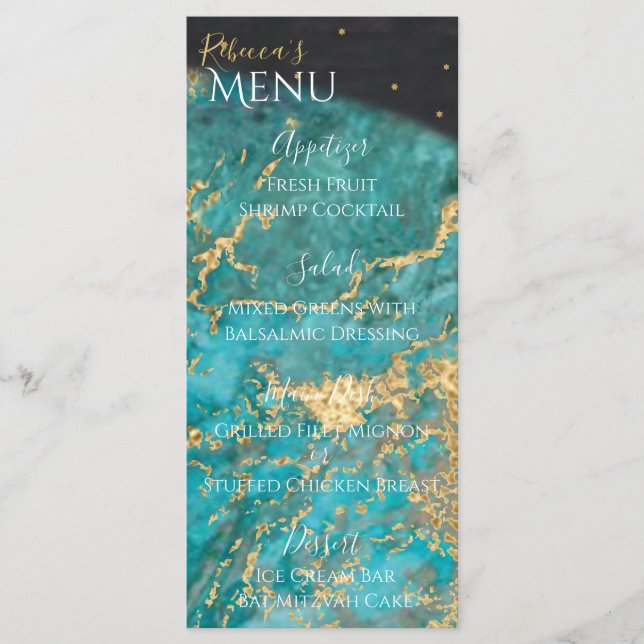 Bat oder Bar Mitzvah aus diesem Weltmenü Menükarte (Vorderseite)