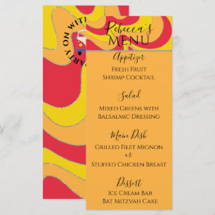 Bat oder Bar Mitzvah Elegant Silvery Swirt Menü Menükarte