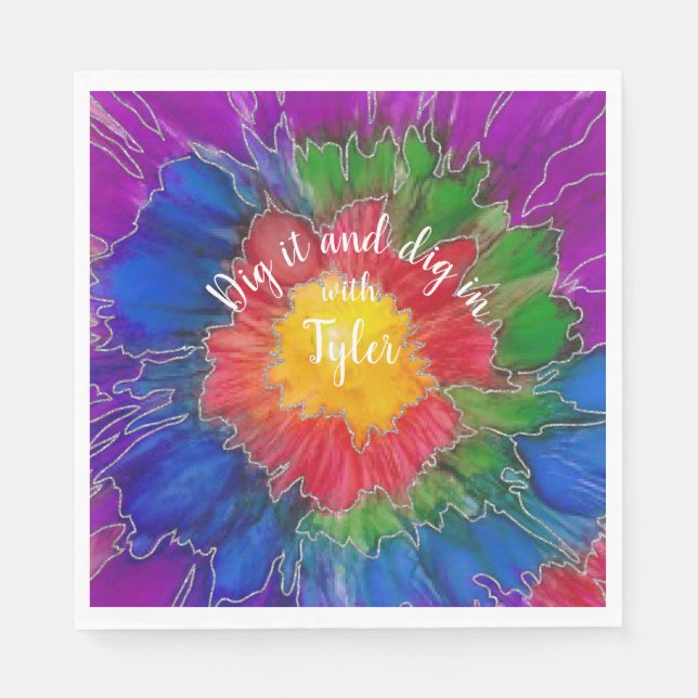 Bat oder Bar Mitzvah Napkin farbige Tinten Serviette (Vorderseite)