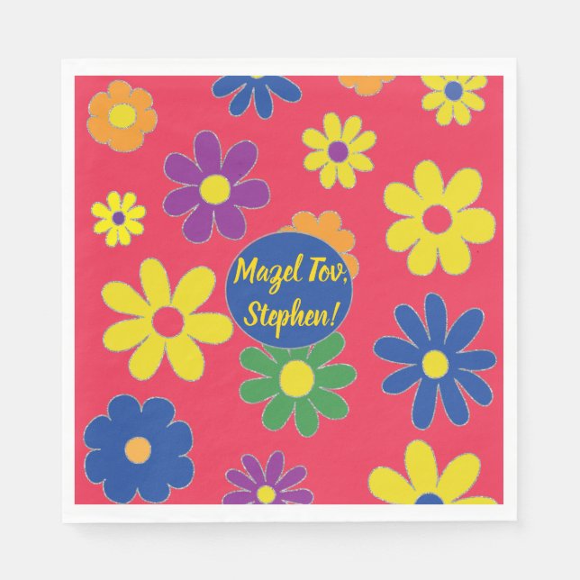 Bat oder Bar Mitzvah Napkin Flower Serviette (Vorderseite)
