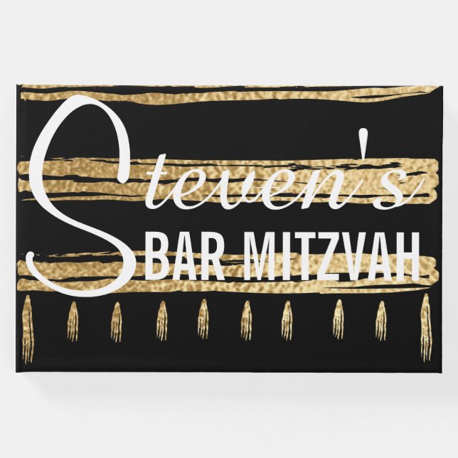 Bat oder Bar Mitzvah Party Gold Tallit Gästebuch (Vorderseite)