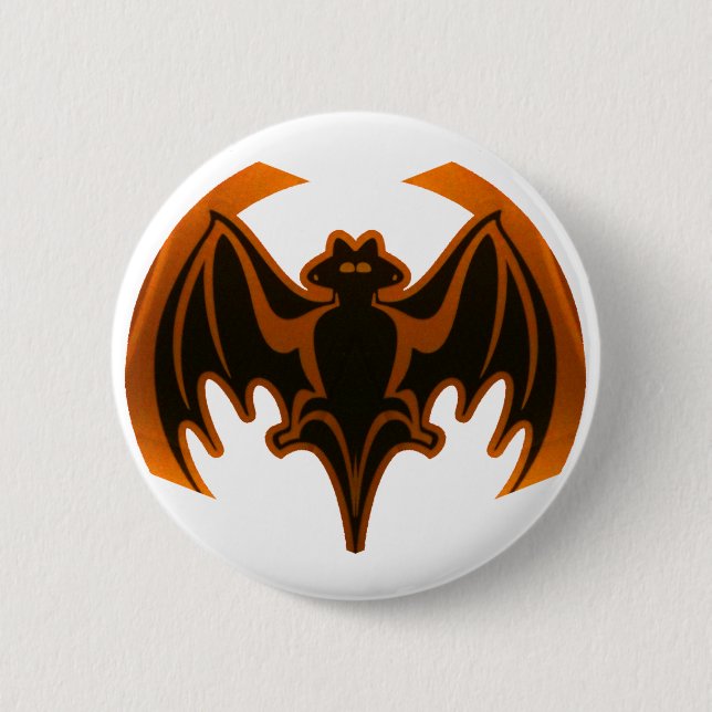Bat Orange Das MUSEUM Zazzle Geschenke Button (Vorderseite)