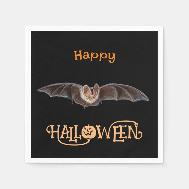 Bat Pipistrellus Illustration glückliches Hallowee Serviette (Vorderseite)