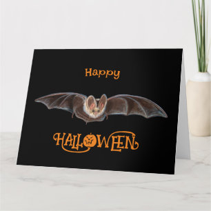 Bat Pipistrellus Illustration Halloween Black Karte