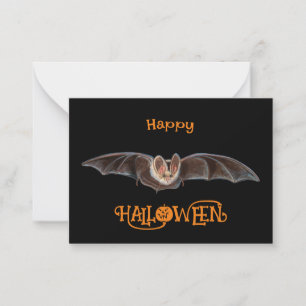 Bat Pipistrellus Illustration Halloween Black Mitteilungskarte