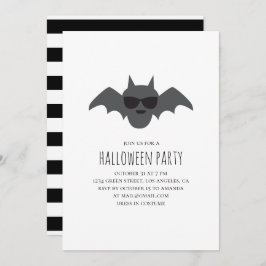 Bat. Schwarz-Weiß-Halloween-Party Einladung