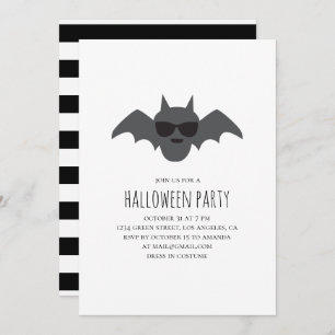 Bat. Schwarz-Weiß-Halloween-Party Einladung