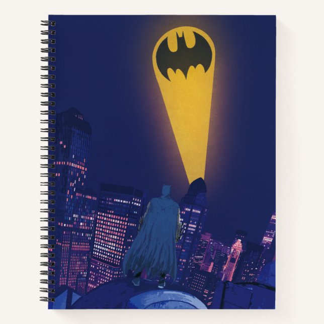 Bat Signal Over Gotham Notizbuch (Vorderseite)