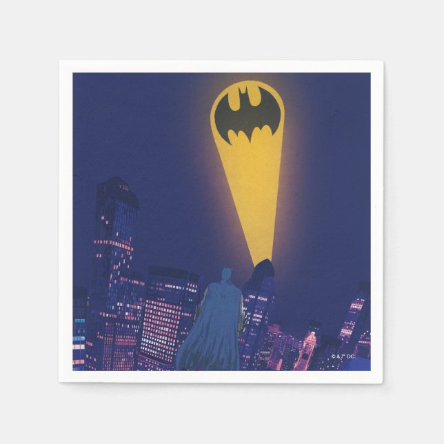 Bat Signal Over Gotham Serviette (Vorderseite)