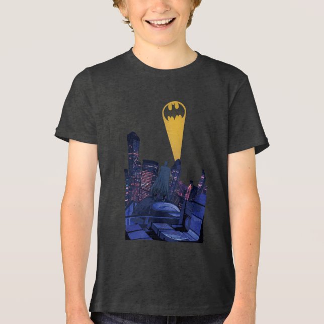 Bat Signal Over Gotham Tri-Blend Shirt (Vorderseite)