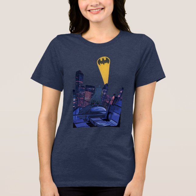 Bat Signal Over Gotham Tri-Blend Shirt (Vorderseite)