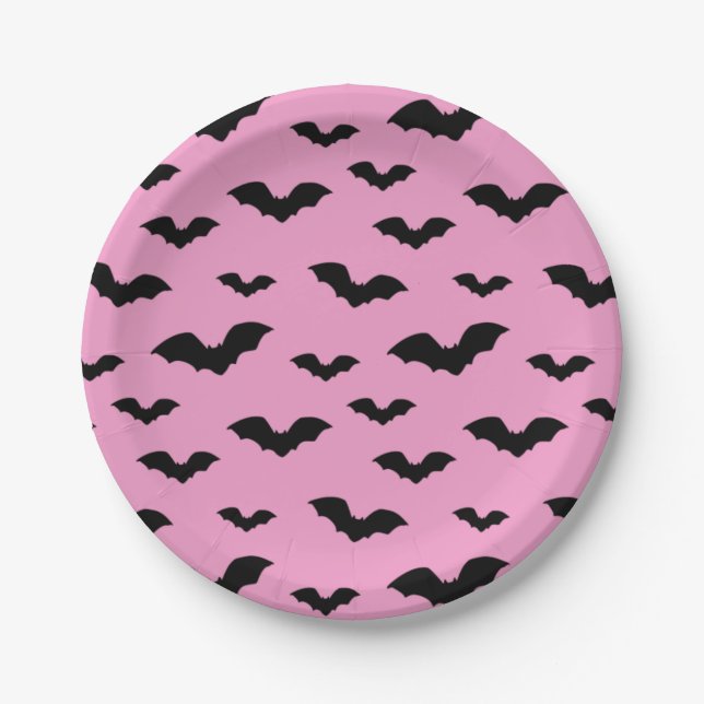 Bat silhouettes in pink pappteller (Vorderseite)