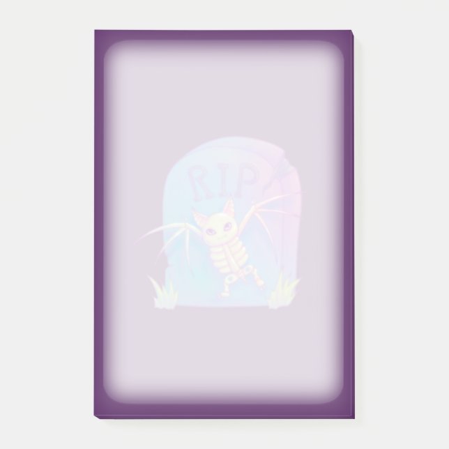 Bat Skeleton RIP Gravestone Halloween Zeichne Post-it Klebezettel (Vorderseite)