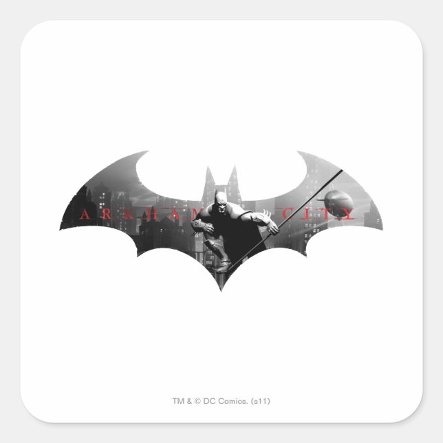 Bat Symbol für Arkham City Quadratischer Aufkleber (Vorderseite)