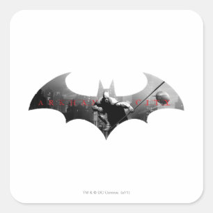 Bat Symbol für Arkham City Quadratischer Aufkleber