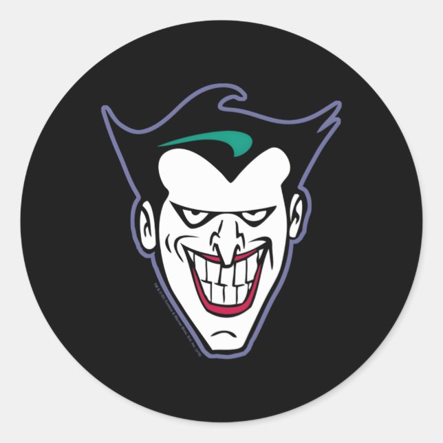 Bat the Animated Series Joker Face Runder Aufkleber (Vorderseite)