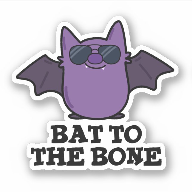 Bat to the Bone Funny Animal Puff Aufkleber (Vorderseite)