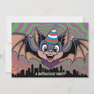 Bat über der psychedelischen Stadt Einladung