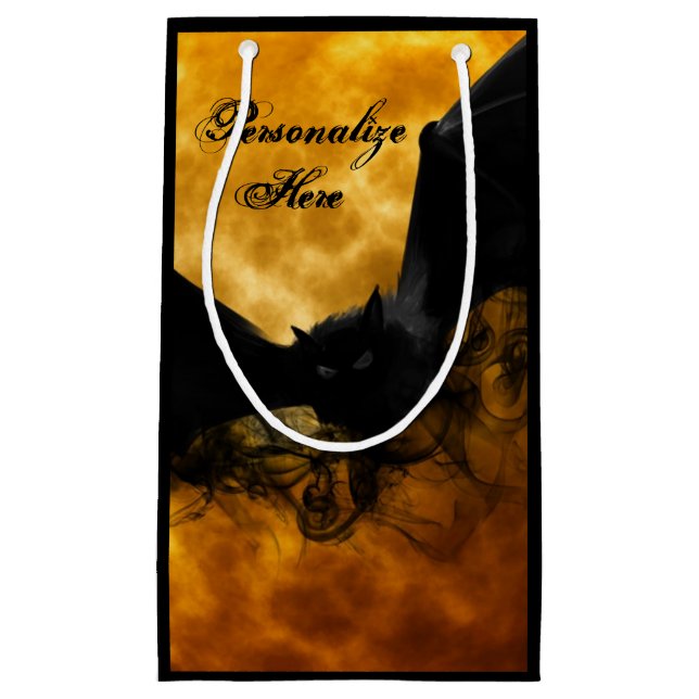 Bat und Ernte Mond fallen schwarz gelb elegant Kleine Geschenktüte (Vorderseite)