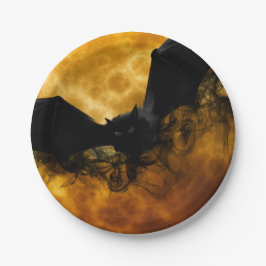 Bat und Ernte Mond fallen schwarz gelb elegant Pappteller