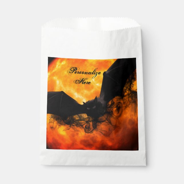 Bat und Ernte Mond fallen schwarz orange elegant Geschenktütchen (Vorderseite)