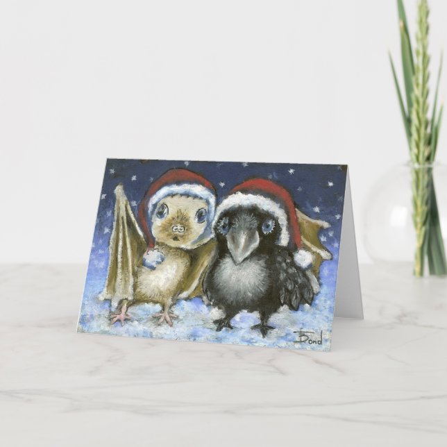 Bat und Rabe Feiertagskarte (Vorderseite)