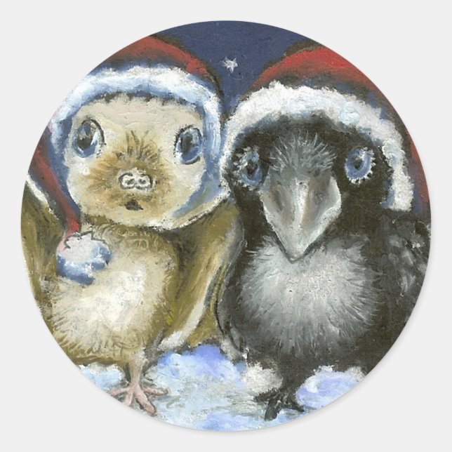 Bat und Rabe Runder Aufkleber (Vorderseite)