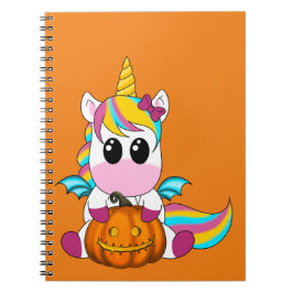 Bat unicorn mit Halloween Kürbis Notizblock