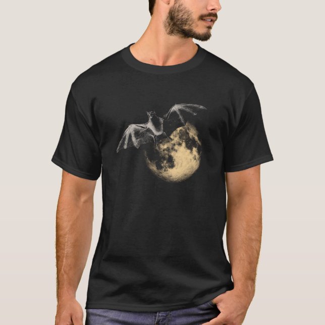 Bat & Vollmond Schwarz T-Shirt (Vorderseite)