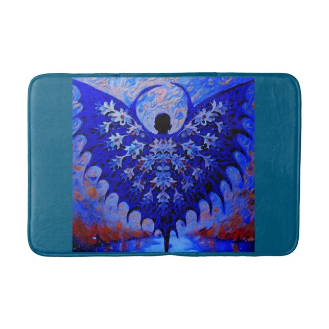 Bat-Wing-Kreatur mit Phantastischem blauen Flügel Badematte (Vorderseite)