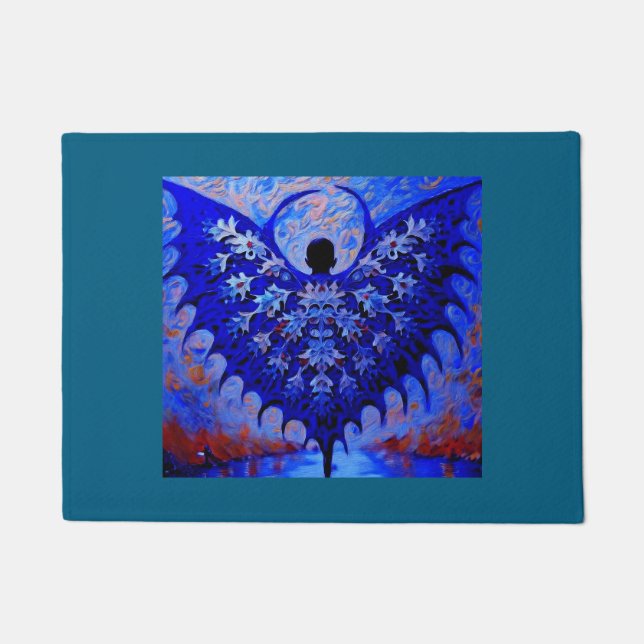 Bat-Wing-Kreatur mit Phantastischem blauen Flügel Fußmatte (Vorderseite)