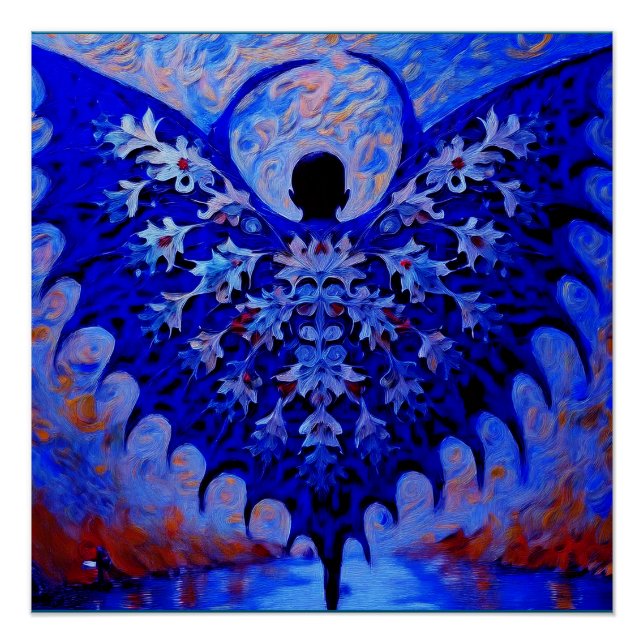 Bat-Wing-Kreatur mit Phantastischem blauen Flügel Poster (Vorderseite)