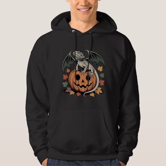 Bat Wing Lizard auf Jack-o' Lantern Hoodie (Vorderseite)