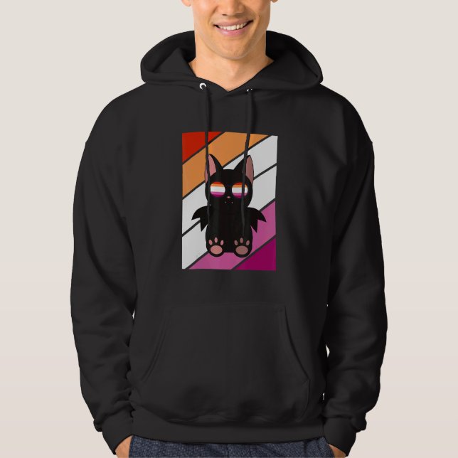 Bat With Pride Lesbian Flag LGBTQ Proud Ally Pride Hoodie (Vorderseite)