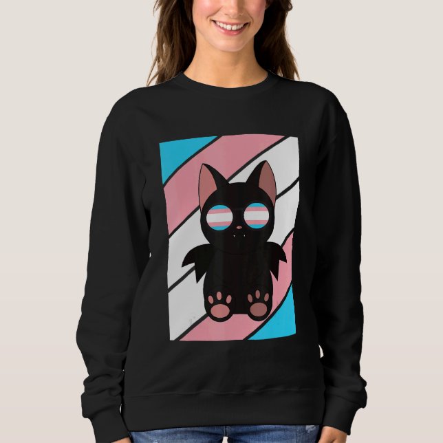 Bat With Pride Transgender Flag LGBTQ Proud Ally P Sweatshirt (Vorderseite)