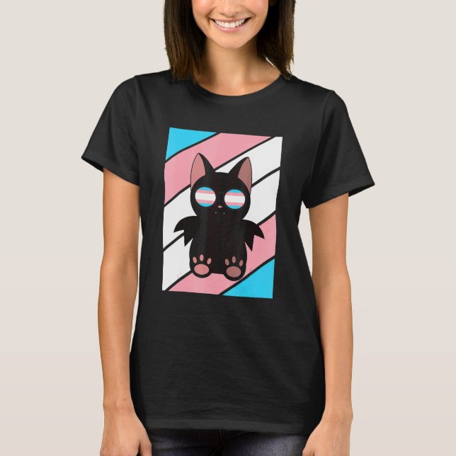 Bat With Pride Transgender Flag LGBTQ Proud Ally P T-Shirt (Vorderseite)