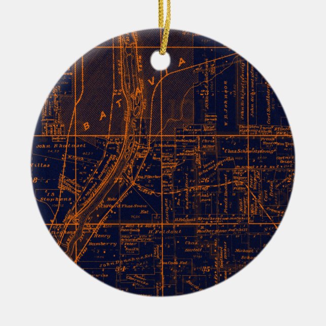 BATAVIA ILLINOIS 1871 MAP FOX RIVER VALLEY KERAMIKORNAMENT (Vorne)