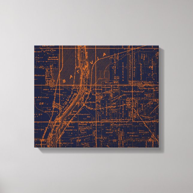 BATAVIA ILLINOIS 1871 MAP FOX RIVER VALLEY LEINWANDDRUCK (Vorderseite)