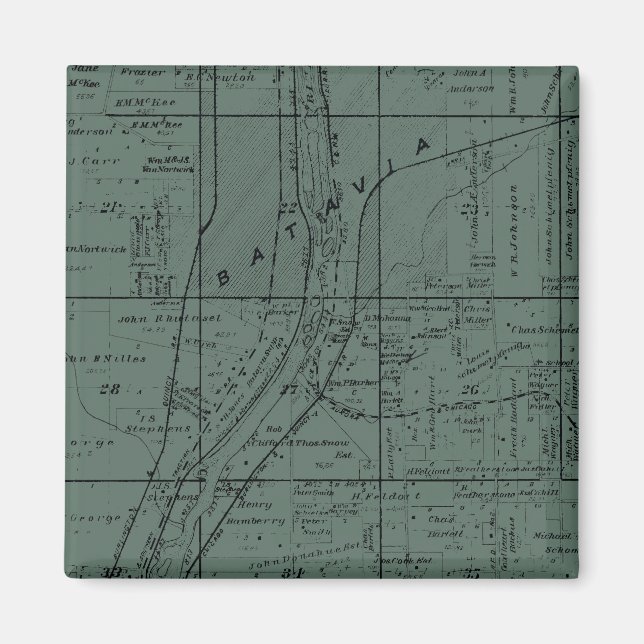 BATAVIA ILLINOIS 1871 MAP FOX RIVER VALLEY MAGNET (Vorne)