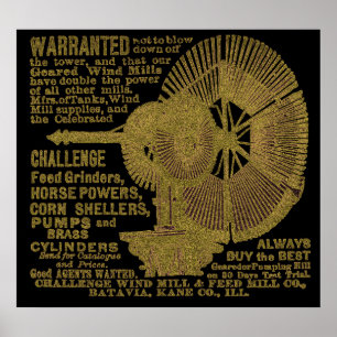 Batavia Illinois Challenge Windmill 1889 Ad Poster