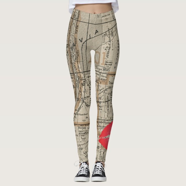 Batavia Illinois Plat Karte 1870 Fox River Valley Leggings (Vorderseite)