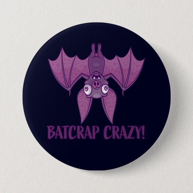 Batcrap Crazy Wacky Cartoon Bat Button (Vorderseite)