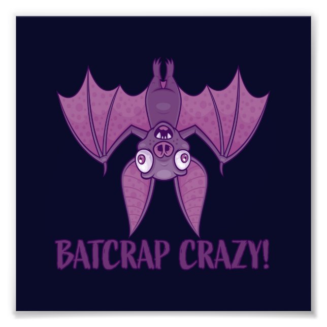 Batcrap Crazy Wacky Cartoon Bat Fotodruck (Vorne)
