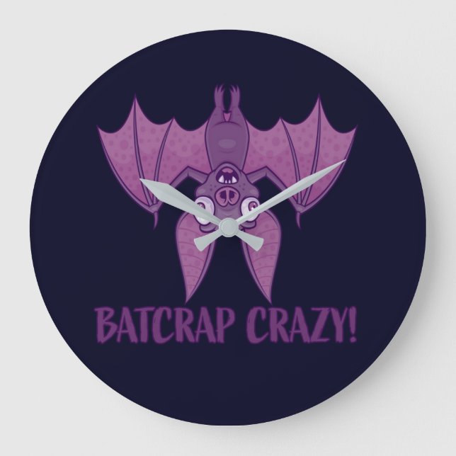 Batcrap Crazy Wacky Cartoon Bat Große Wanduhr (Vorderseite)