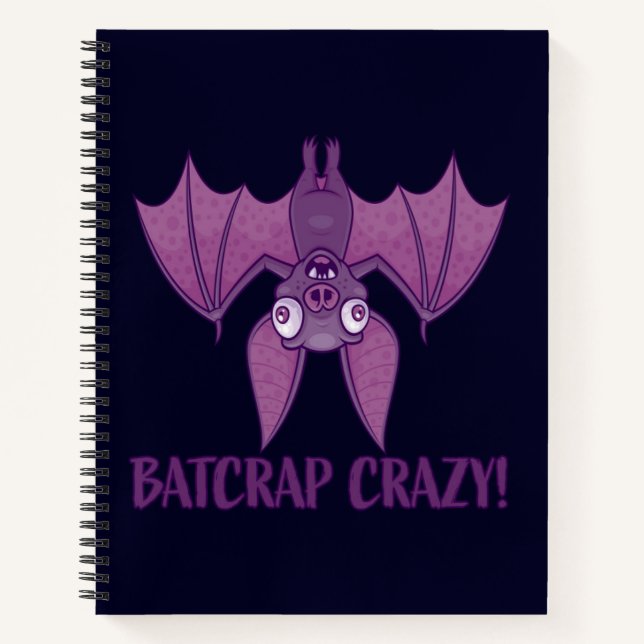 Batcrap Crazy Wacky Cartoon Bat Notizbuch (Vorderseite)