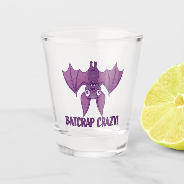 Batcrap Crazy Wacky Cartoon Bat Schnapsglas (Vorderseite)