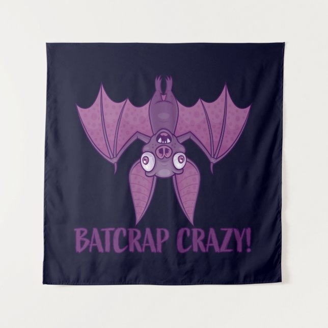 Batcrap Crazy Wacky Cartoon Bat Wandteppich (Vorderseite)