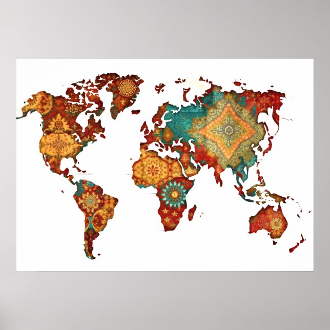 Bateek Wall Art World Map Poster (Vorne)