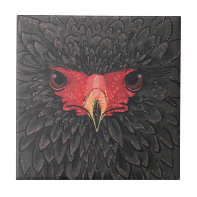 Bateleur Eagle African Bird Portrait Paper Collage Fliese (Vorderseite)