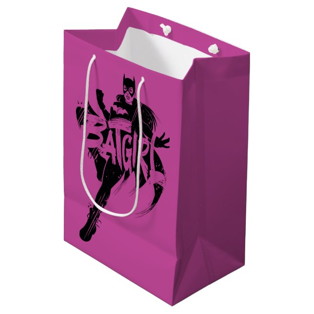 Batgirl Ink Brush Name Mittlere Geschenktüte (Vorderseite Schrägansicht)